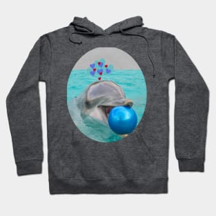 beautiful image of a dolphin playing happily with a beach ball Hoodie